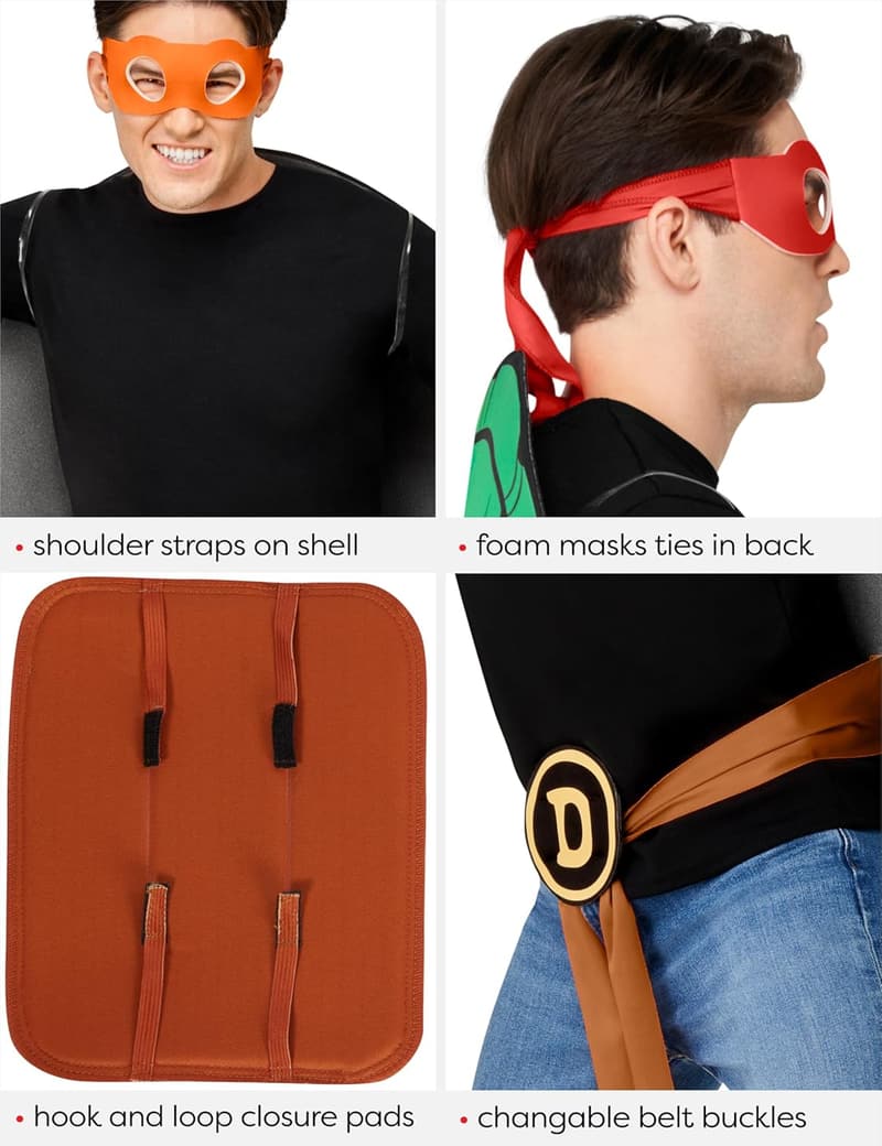 TMNT Costume Accessory Kit with Shell and Masks for Teens