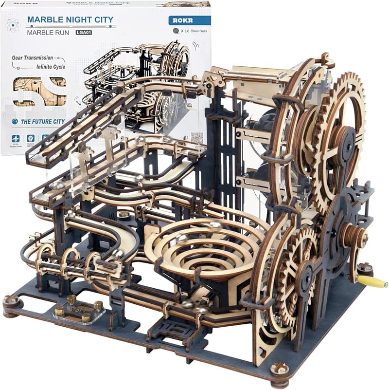 ROKR 3D Wooden Marble Run Puzzle Building Kit for Adults