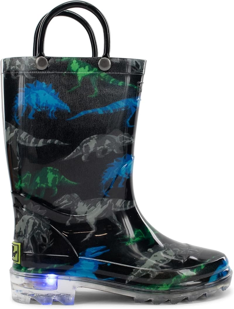 Kids' Waterproof Light-Up Rain Boots with Handles