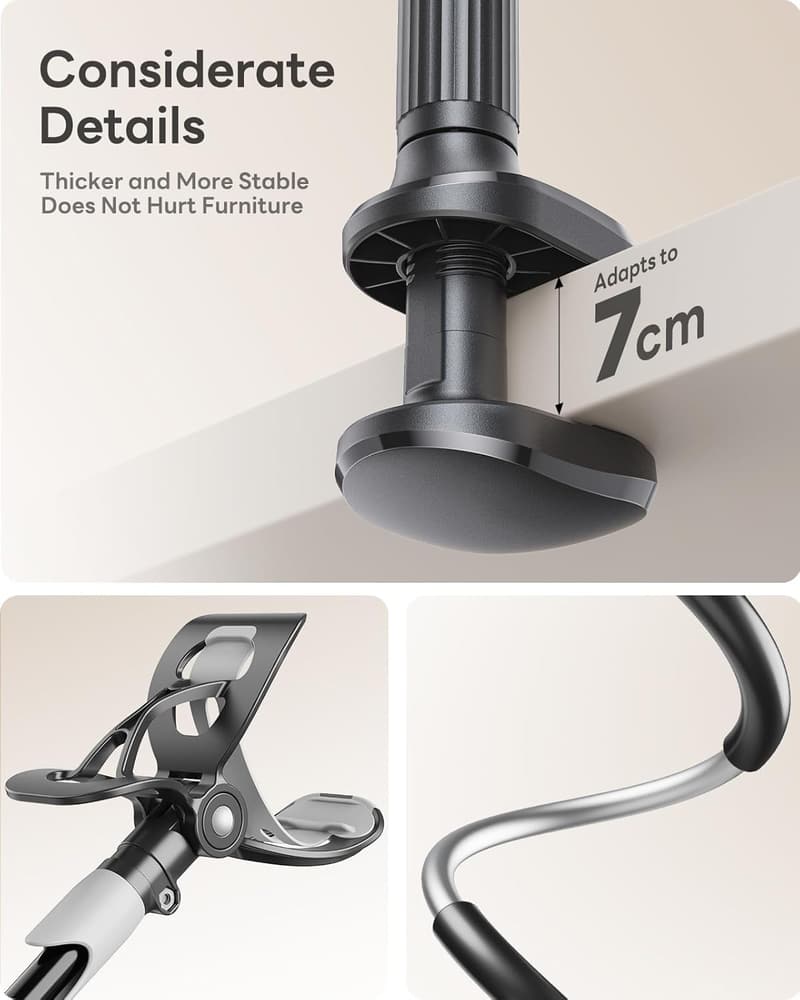 Flexible Gooseneck Phone Holder Stand for Desk (Black)