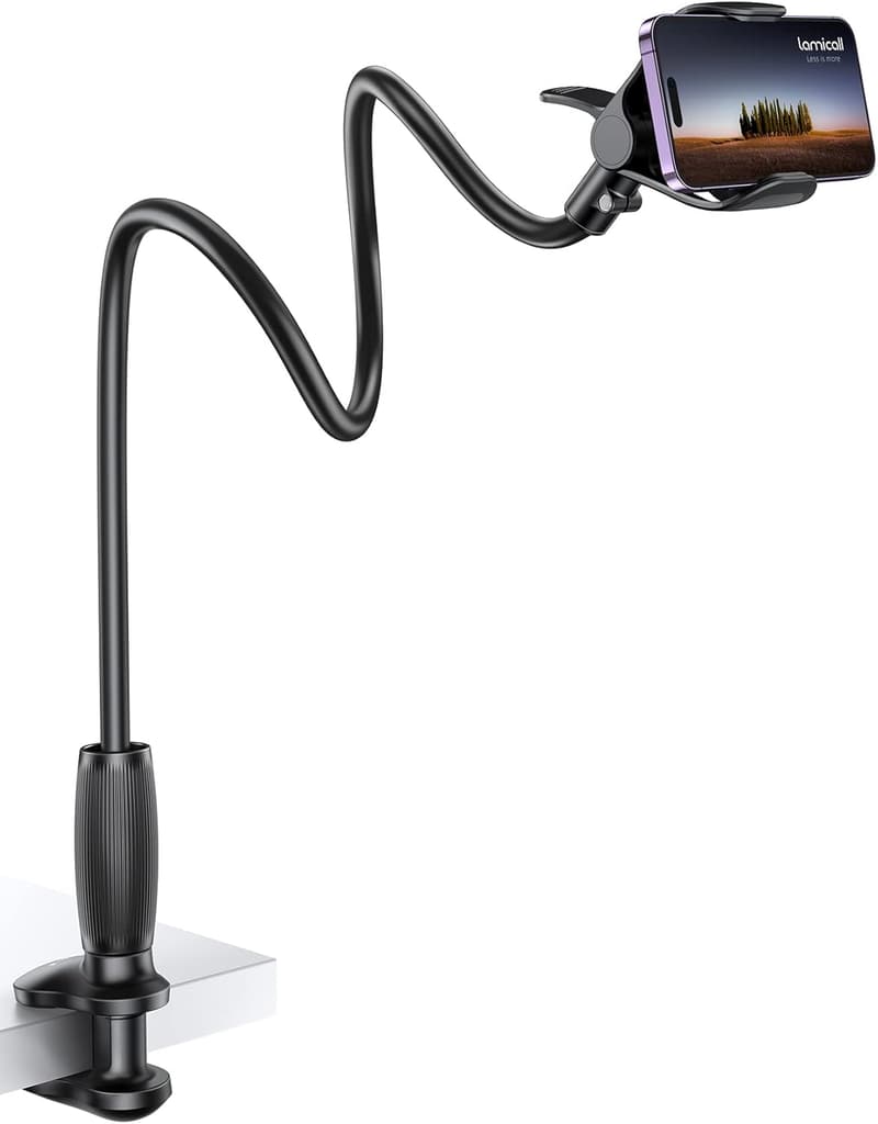 Gooseneck Phone Holder with Stable Clip for Bed & Desk