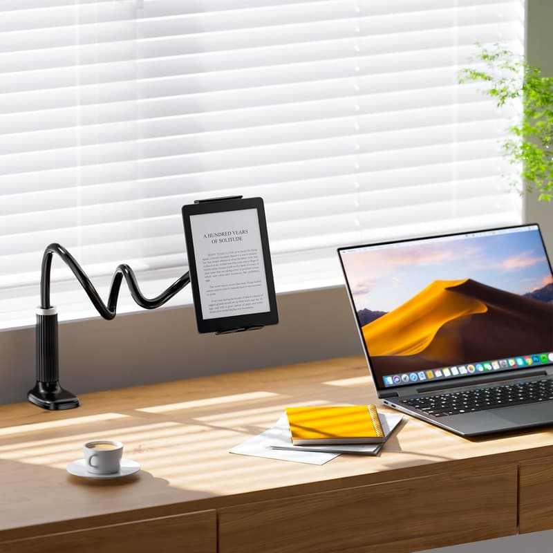 Gooseneck Tablet Stand Holder with Flexible Arm, Black
