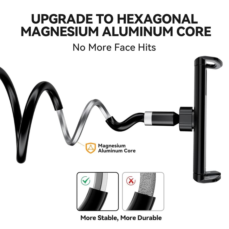 Gooseneck Tablet Stand Holder with Flexible Arm, Black
