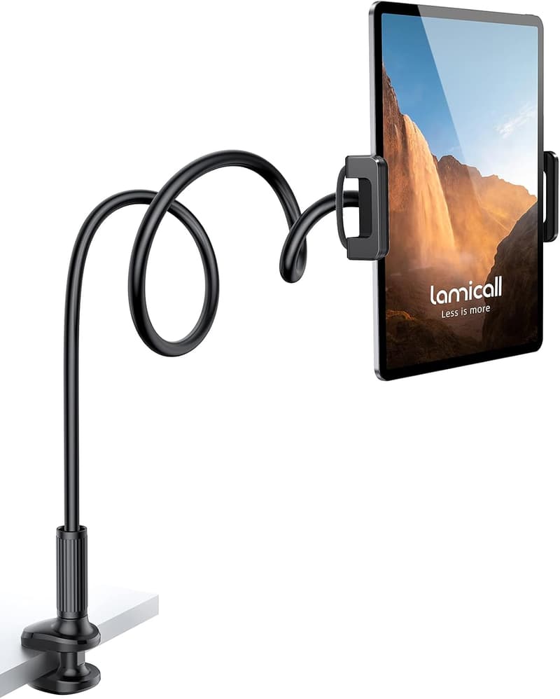 Flexible Gooseneck Tablet Holder for Bed - Black