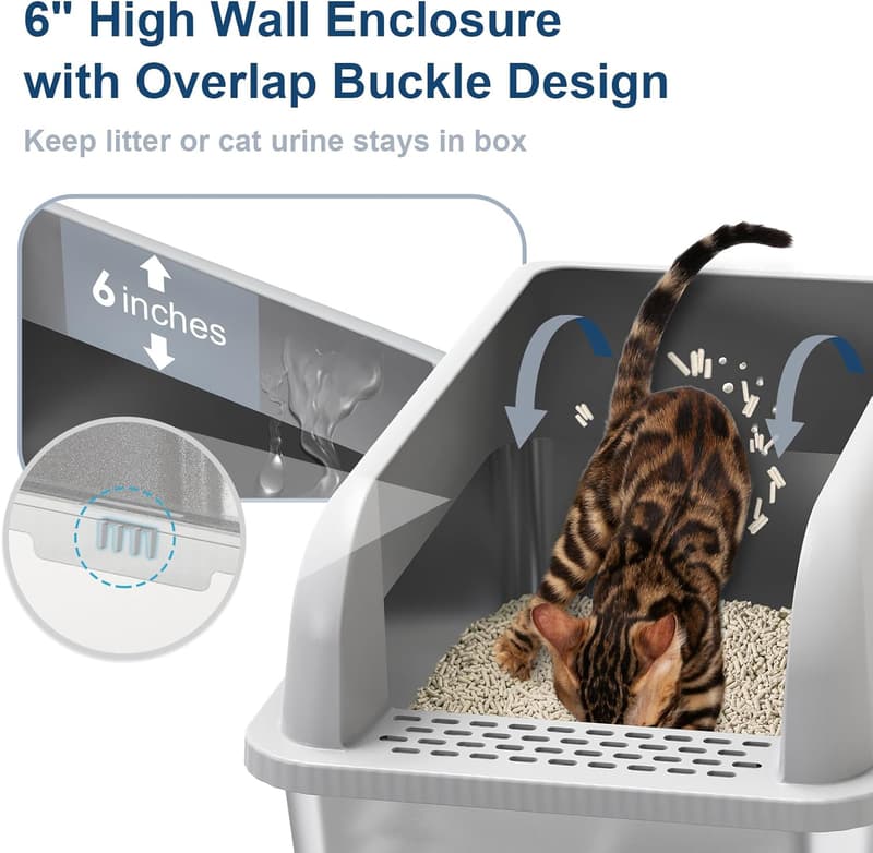 Extra Large Stainless Steel Cat Litter Box with Lid