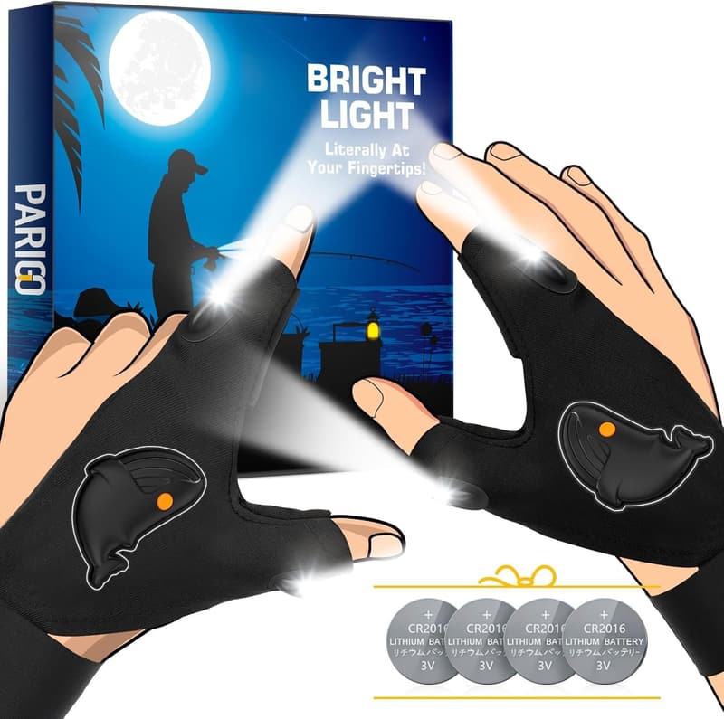 LED Flashlight Gloves - Unique Gift for Men, Dad & Grandpa