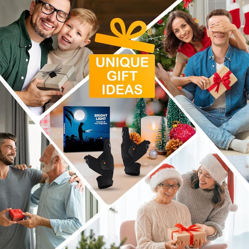 LED Flashlight Gloves - Unique Gift for Men, Dad & Grandpa
