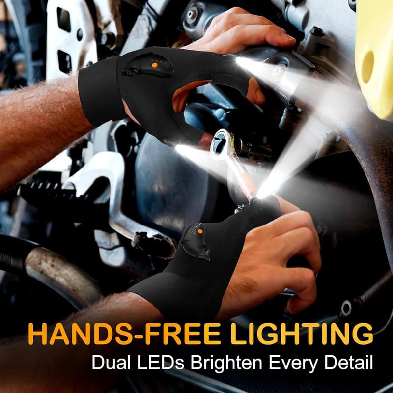 LED Flashlight Gloves - Unique Gift for Men, Dad & Grandpa