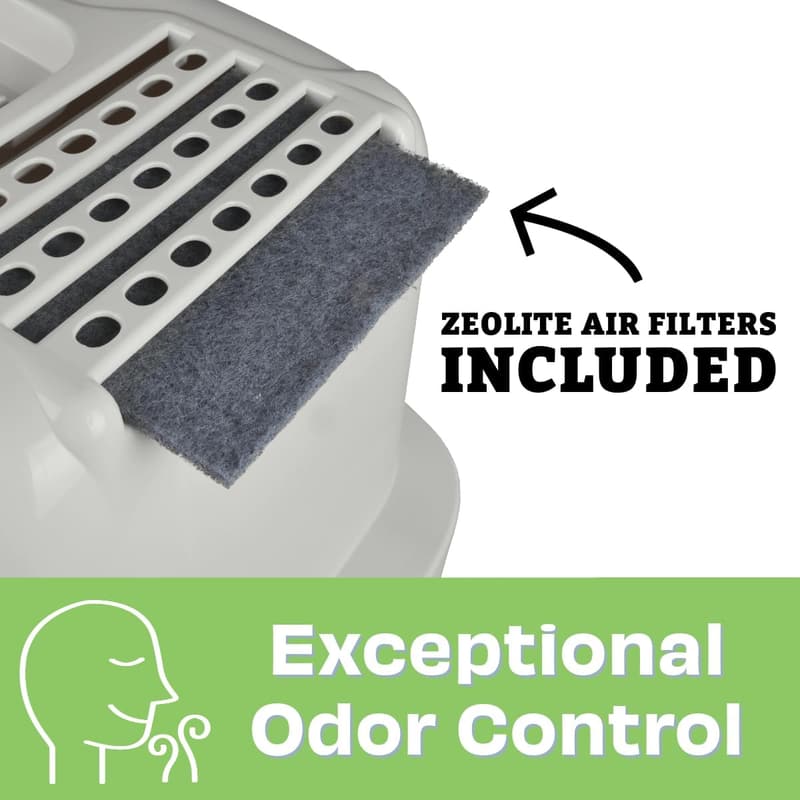 Large Enclosed Cat Litter Box with Odor Control - Pearl