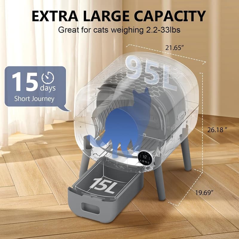 Automatic Self-Cleaning Cat Litter Box with App Control