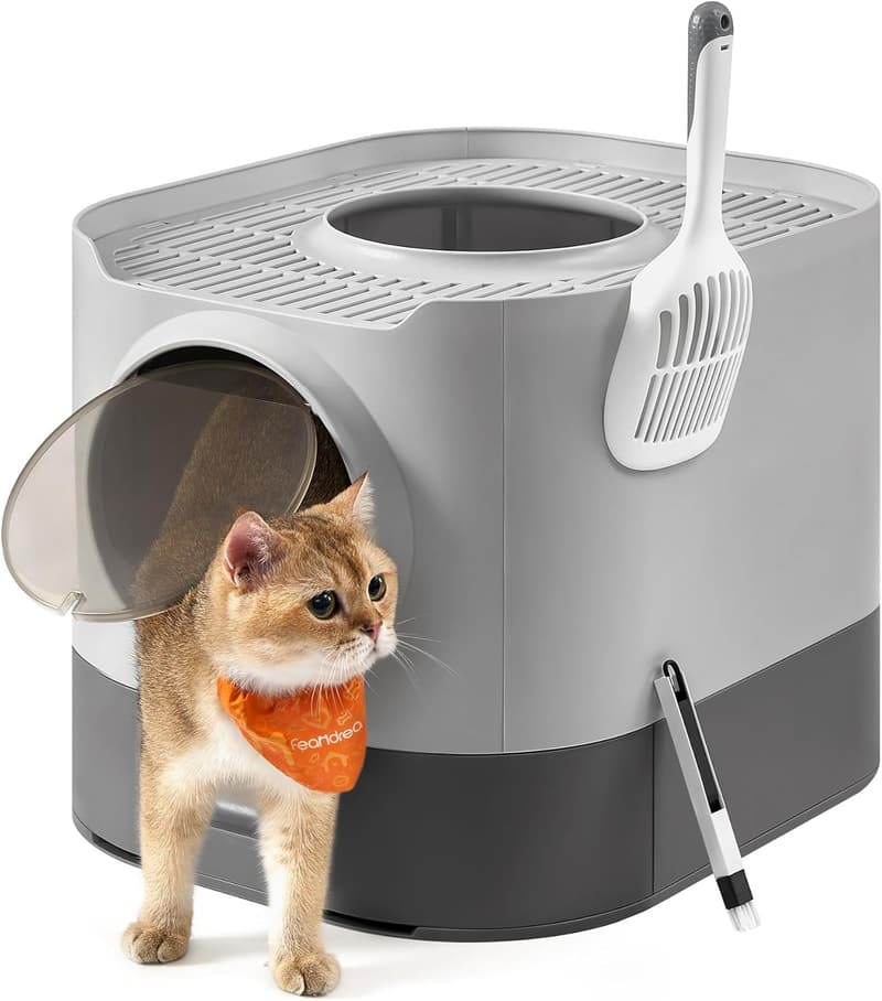 XL Enclosed Cat Litter Box with Lid & Slide-Out Tray