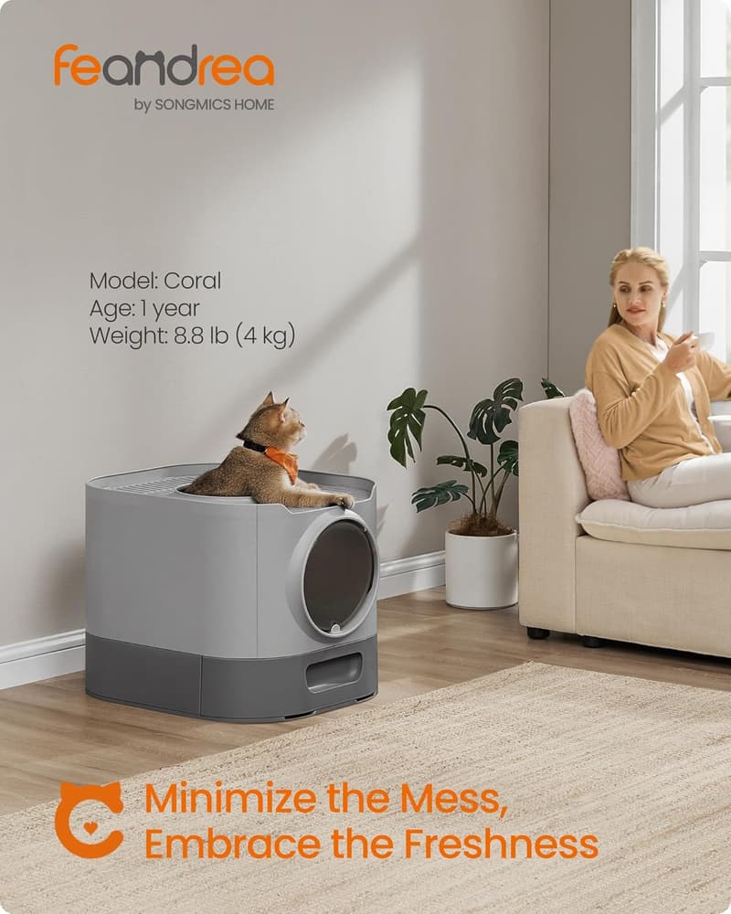 XL Enclosed Cat Litter Box with Lid & Slide-Out Tray