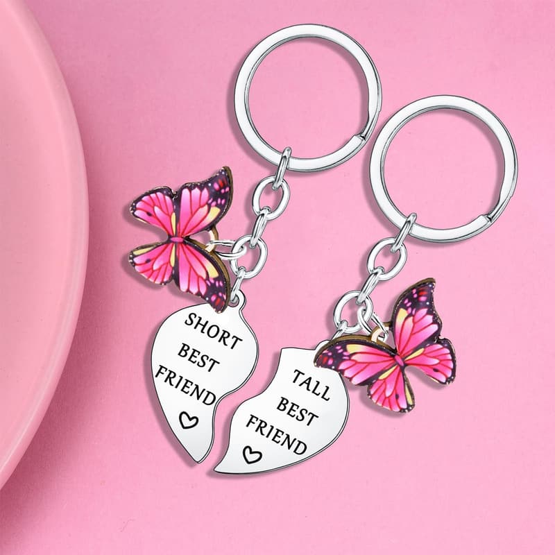 Best Friend Heart Keychain Set - Fun Matching Gifts