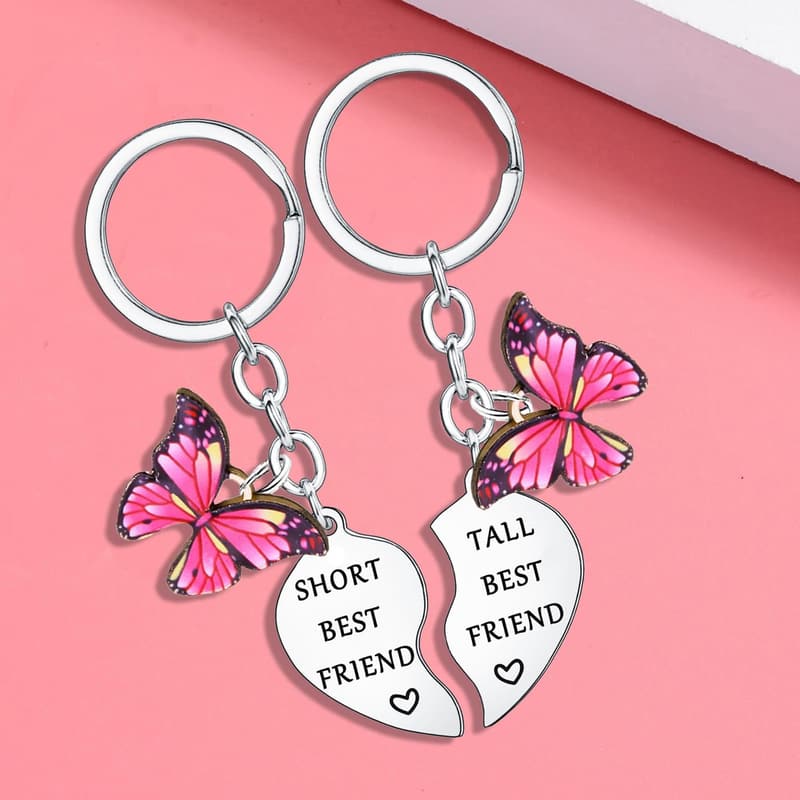 Best Friend Heart Keychain Set - Fun Matching Gifts