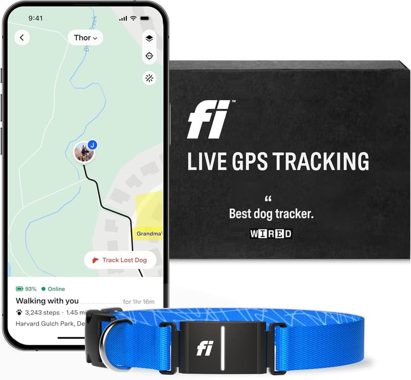 Dog GPS Collar - Waterproof Activity & Health Monitor, LED Alerts