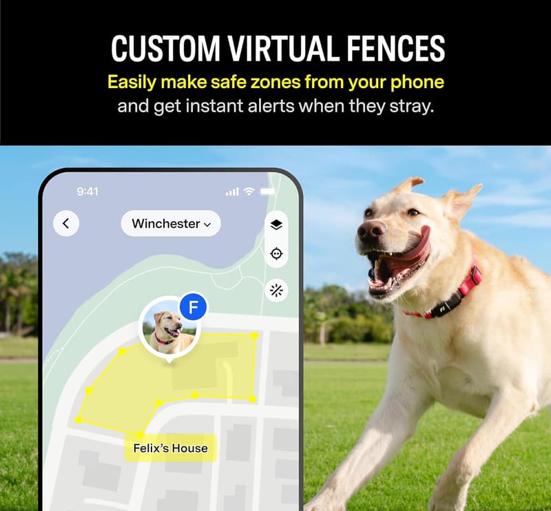 Dog GPS Collar - Waterproof Activity & Health Monitor, LED Alerts