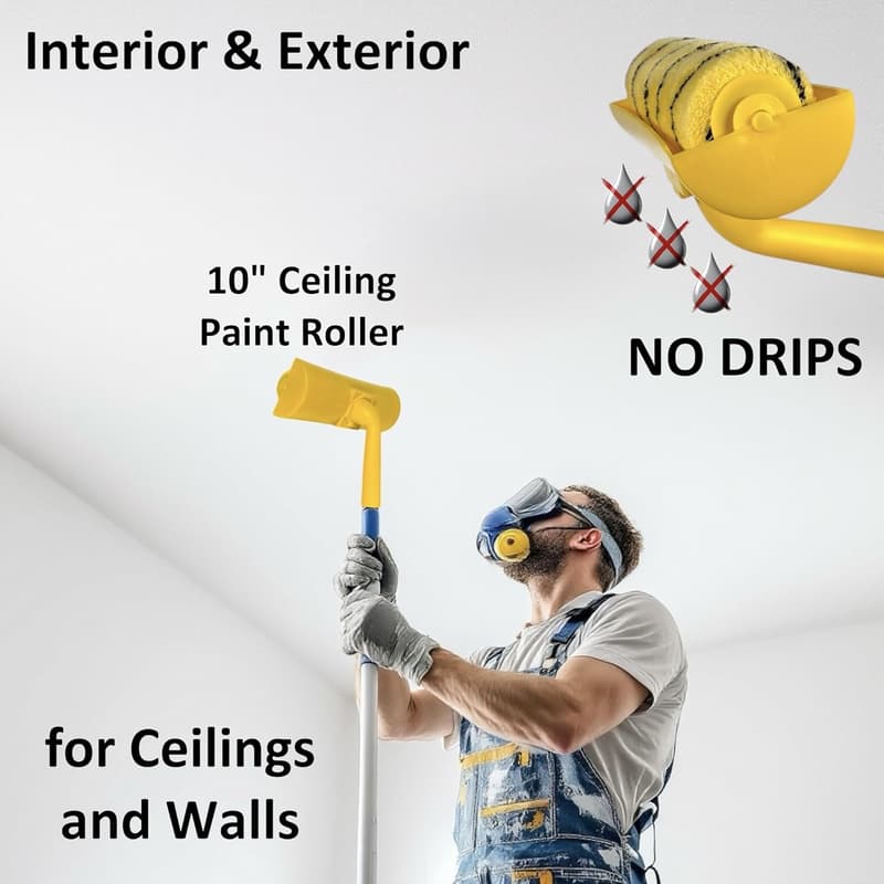 10-Inch No Drip Ceiling Roller Kit - High-Quality Painting Tool