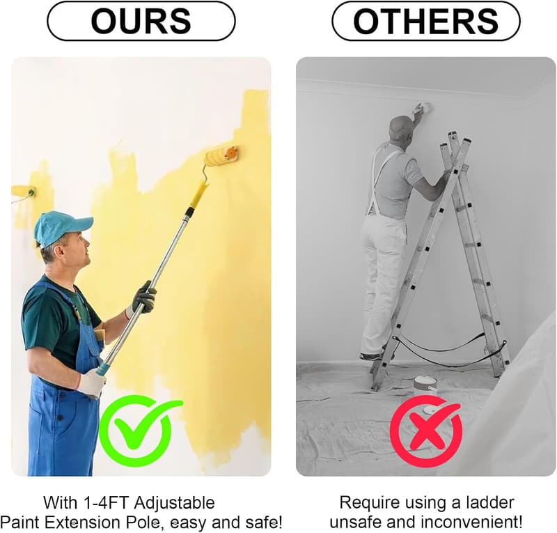 Paint Roller Kit with Extension Pole for DIY Home Renovation