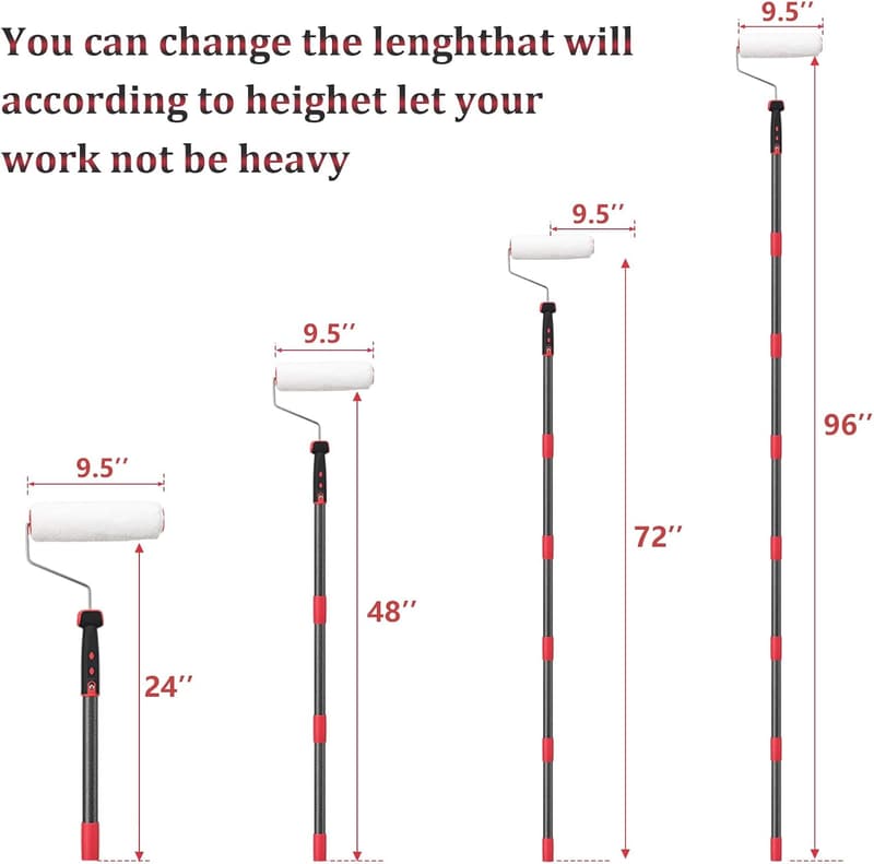Multi-Function Paint Roller Kit with Stainless Steel Pole
