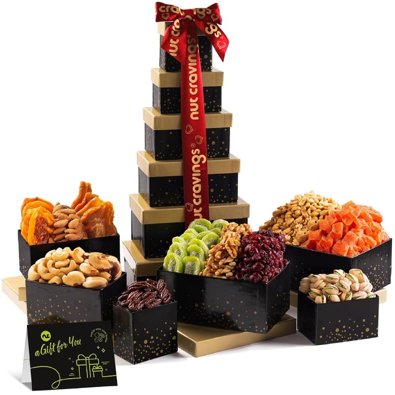Father's Day Gourmet Nut Gift Basket with Heart Ribbon