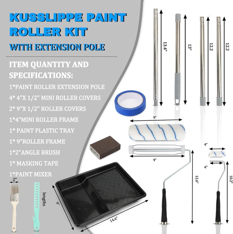17-Piece Microfiber Paint Roller Kit with Extension Pole