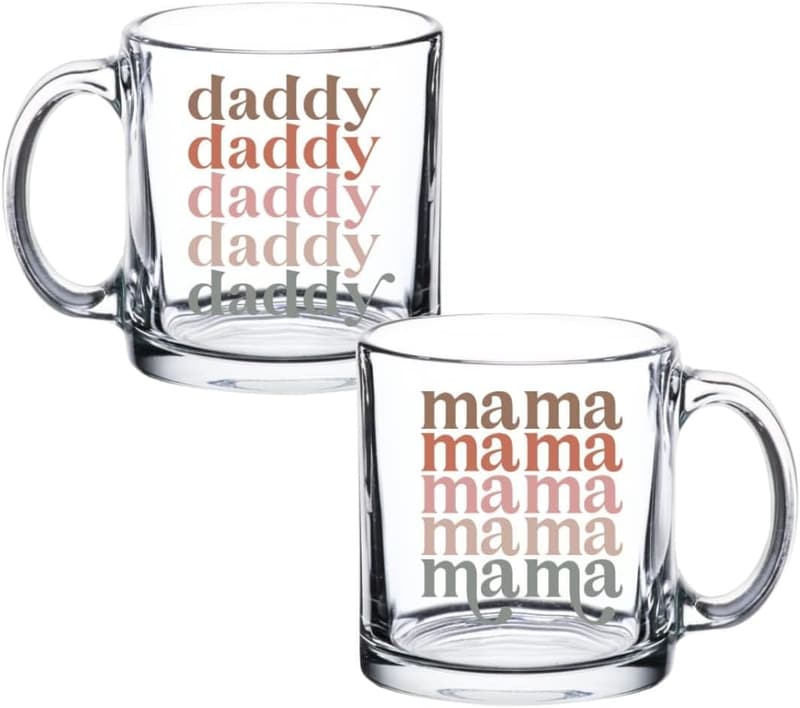 Baby Shower Gift - Mama Daddy Coffee Mug Set for New Parents