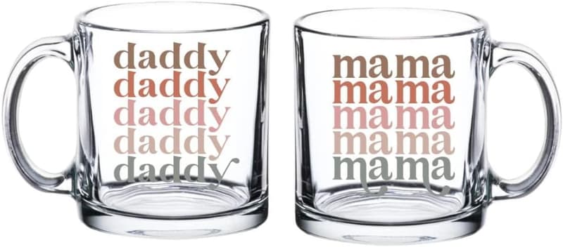 Baby Shower Gift - Mama Daddy Coffee Mug Set for New Parents