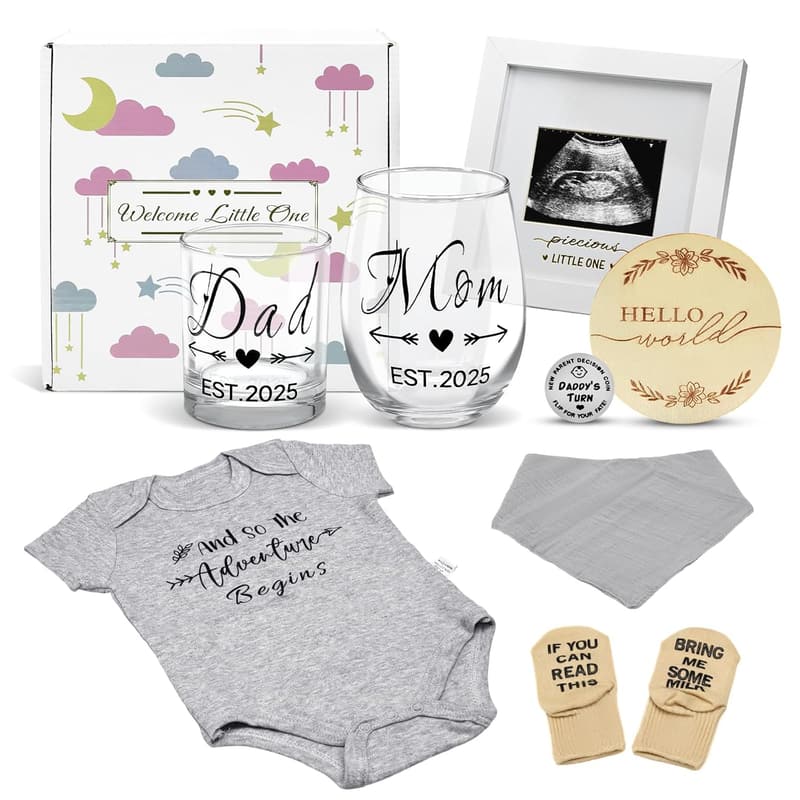 New Parents Glass Cups - Gender Reveal Gifts for Couples