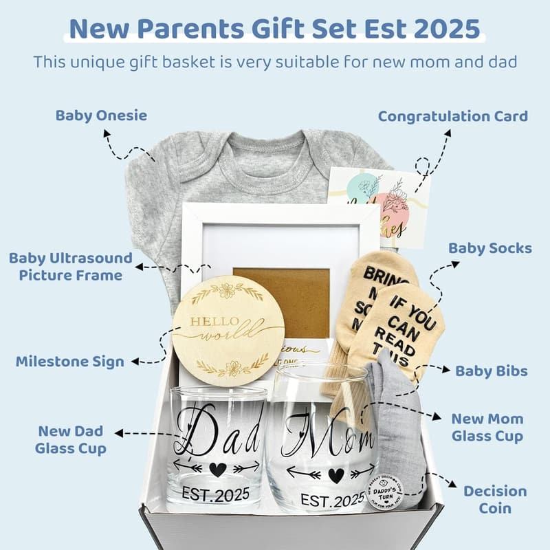New Parents Glass Cups - Gender Reveal Gifts for Couples