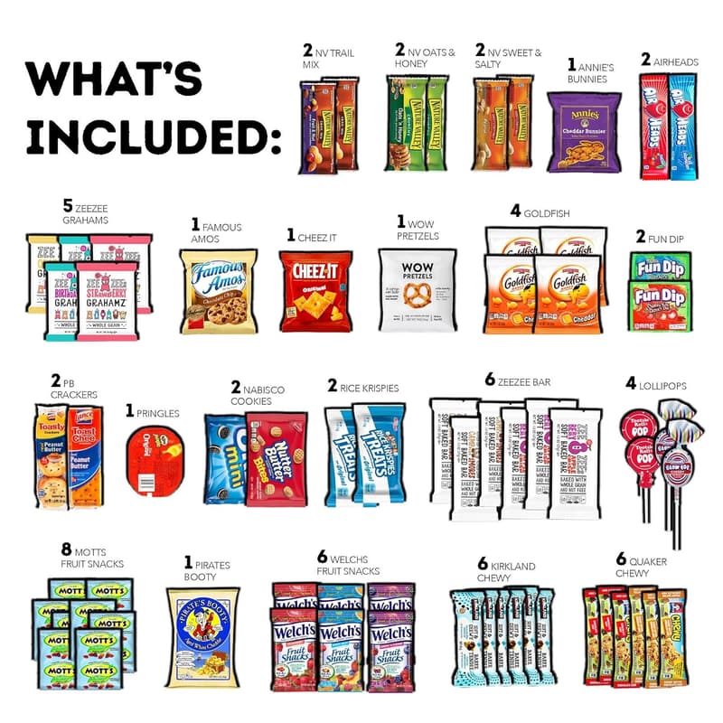 Valentine's Day Snack Box Variety Pack - 100 Count Care Package