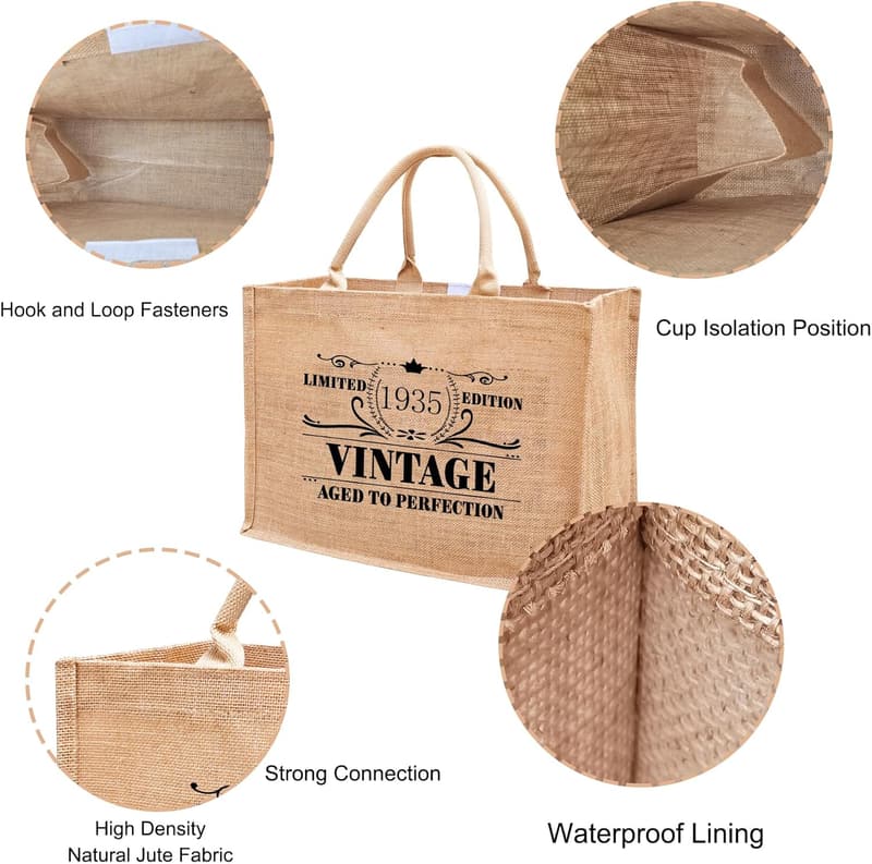Burlap Jute Tote Bag for Women - 17