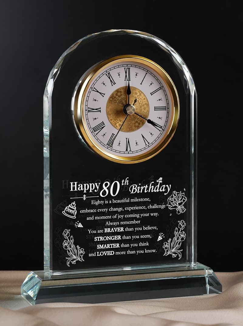 80th Birthday Quartz Clock Gift for Women and Men
