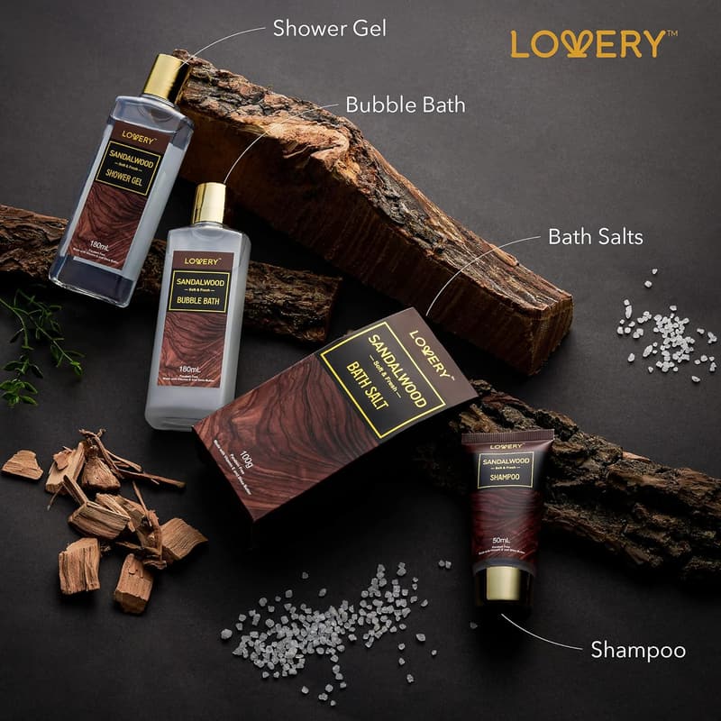 Sandalwood Bath Gift Set for Men - 14-Piece Relaxation Kit