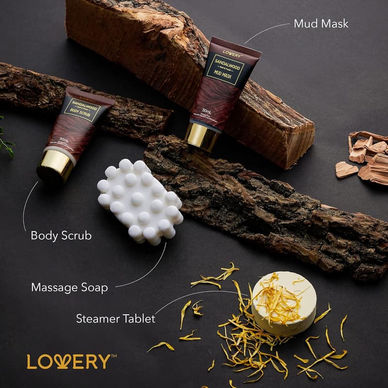 Sandalwood Bath Gift Set for Men - 14-Piece Relaxation Kit