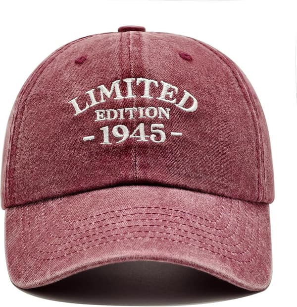 80th Birthday Adjustable Washed Cotton Baseball Cap