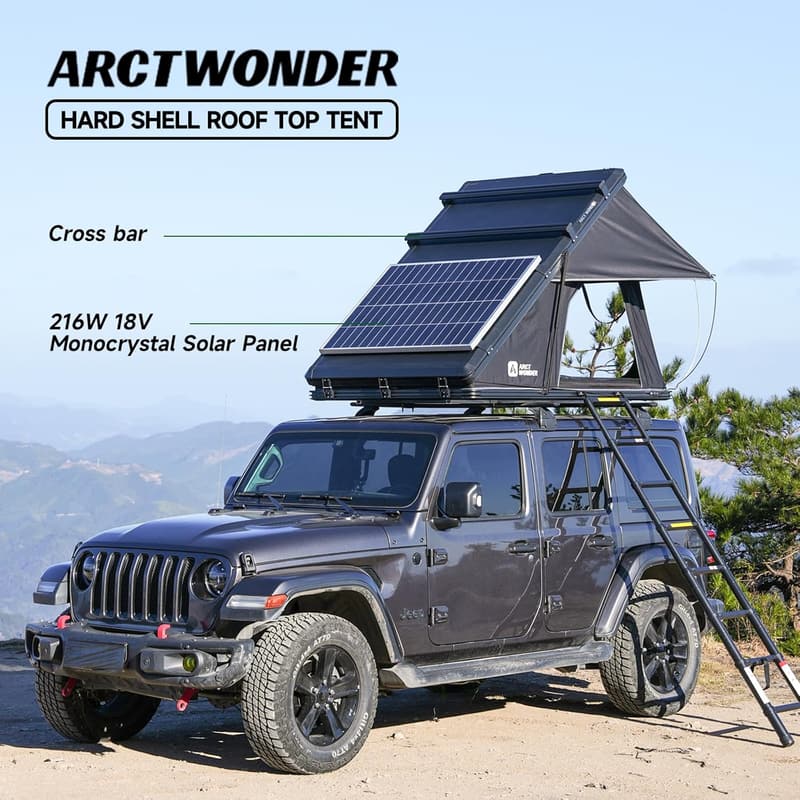 Hard Shell Rooftop Tent with Solar Panel for Jeep/SUV Camping