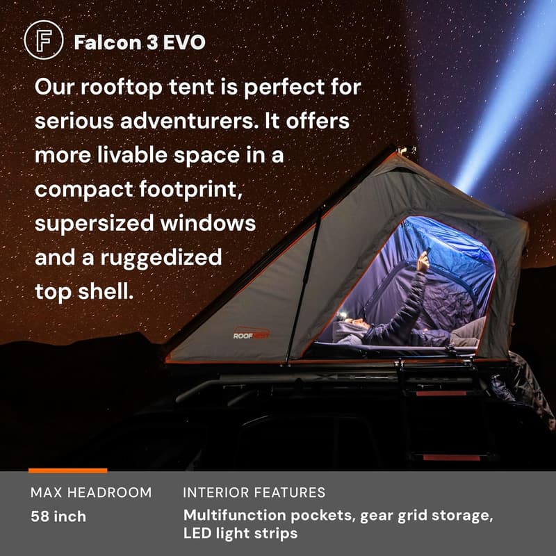 Roofnest Falcon 3 EVO Waterproof Hard-Shell Roof Top Tent