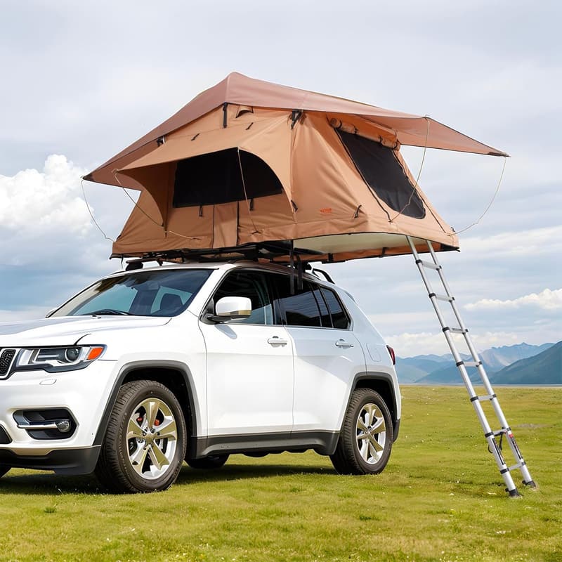 Rooftop Tent for Camping - Hard Shell with Mattress & Ladder
