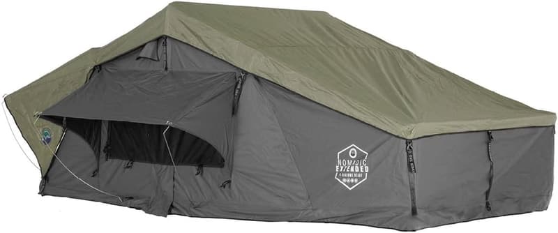 Extended Soft Shell Roof Top Tent with Green Rain Fly