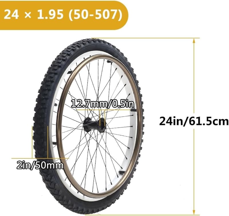 24-Inch All-Terrain Wheelchair Rear Wheels with 12.7mm Bearings