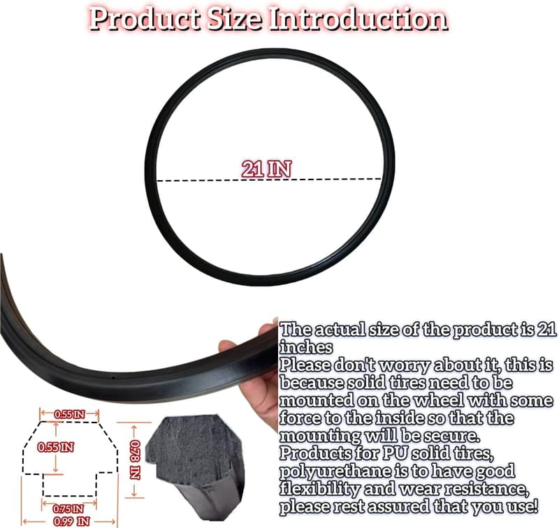 Universal Flat Free Polyurethane Wheelchair Tires - 24