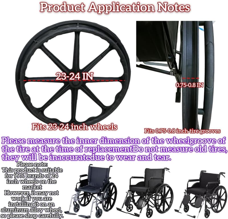 Universal Flat Free Polyurethane Wheelchair Tires - 24
