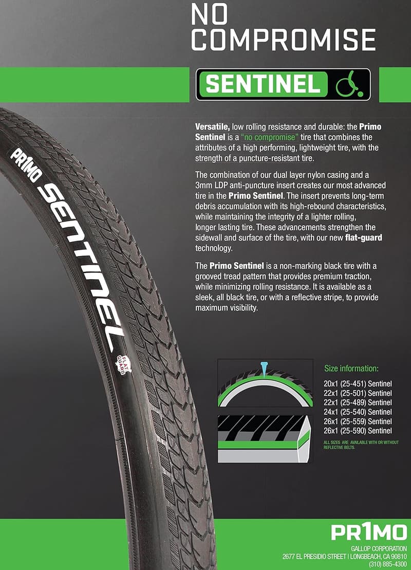Pneumatic Wheelchair Tires - Set of 2, Durable & Low Resistance
