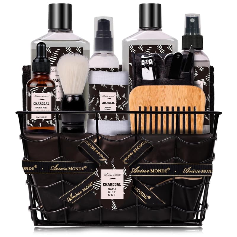 Men's Charcoal Spa Gift Set - 10-Piece Relaxation Kit