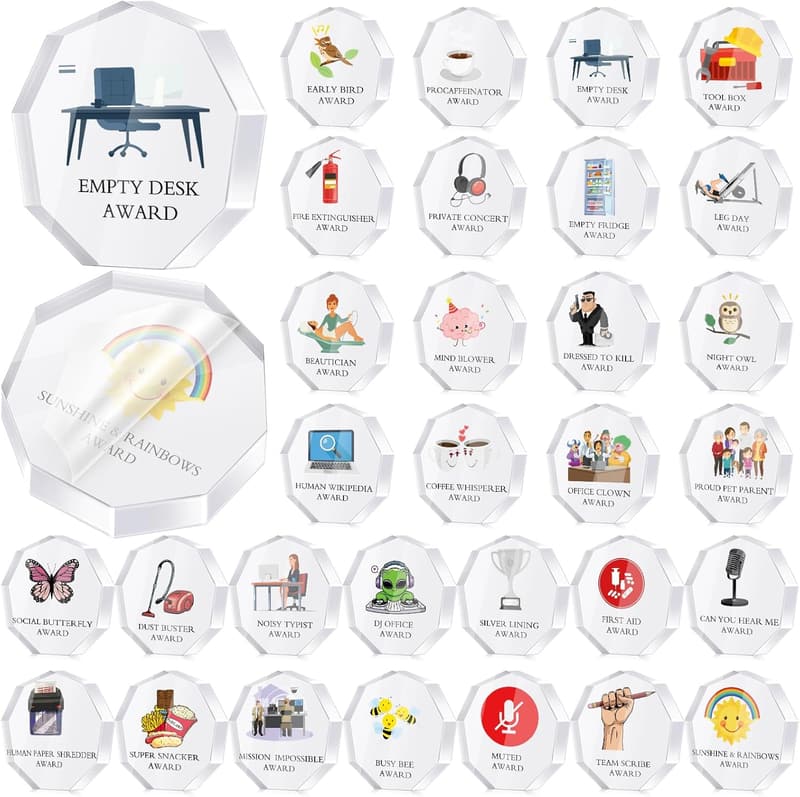 Funny Appreciation Awards - 30 Clear Acrylic Medallions