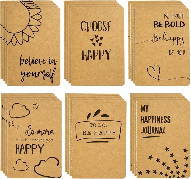 Bulk Happy Notebooks - 24 Pack Lined Journals for Kids & Office