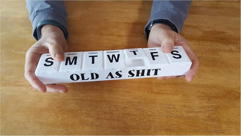 Over-the-Hill Birthday Funny Pill Box Gift for Adults