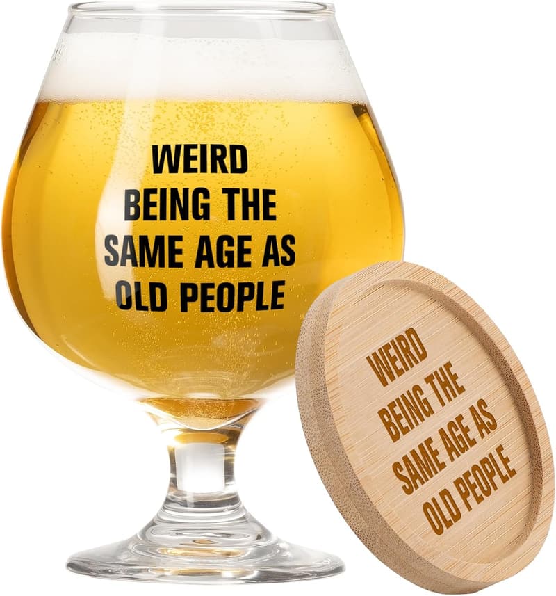Funny Age Beer/Wine Glass - Gag Gift for Birthdays