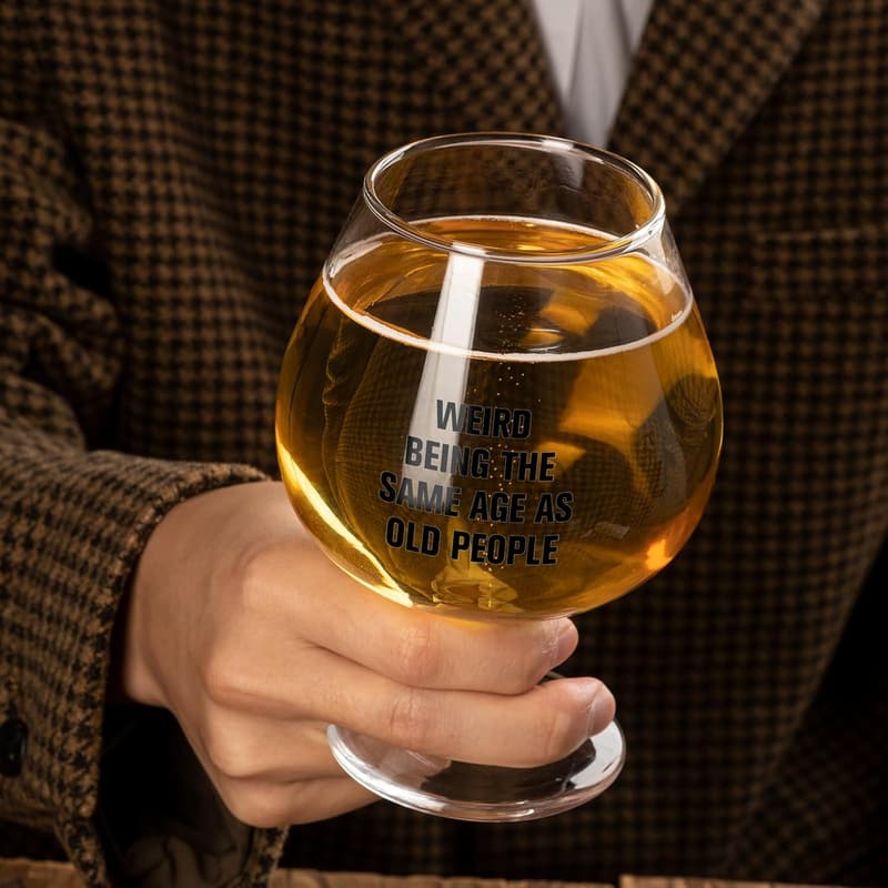 Funny Age Beer/Wine Glass - Gag Gift for Birthdays