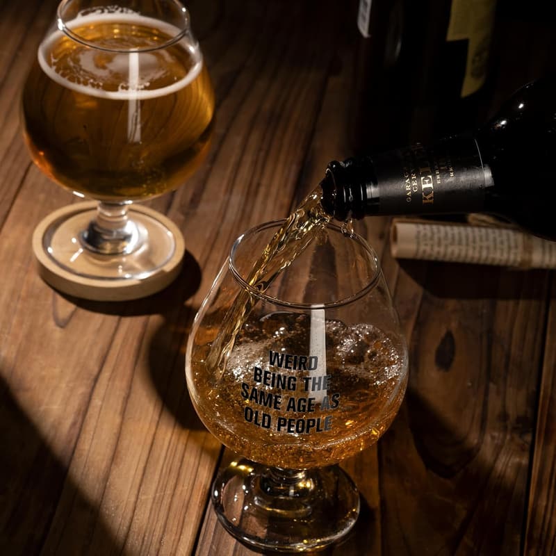 Funny Age Beer/Wine Glass - Gag Gift for Birthdays